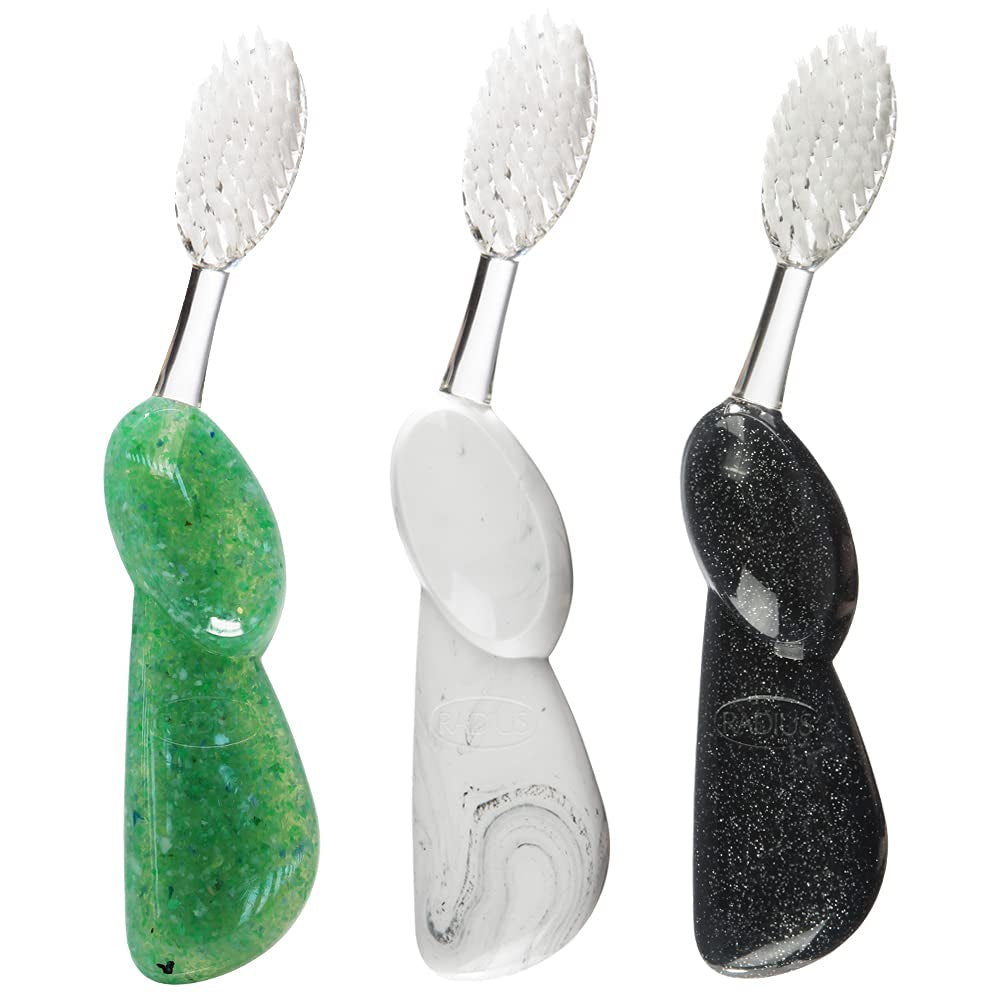 Big Brush BPA Free & ADA Accepted Toothbrush Designed to Improve Gum Health & Reduce Gum Issues - Right Hand - Midnight Sky/Marble/Soda Pop Eco Grind - Pack of 3